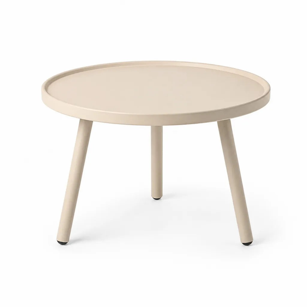 Tavolino da caffe rotondo in acciaio verniciato beige ?60 x H45 cm