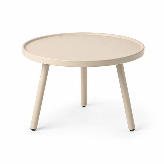 Tavolino da caffe rotondo in acciaio verniciato beige ?60 x H45 cm