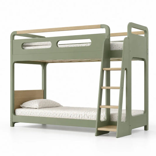 Letto a castello per bambini 90 x 200 cm in MDF e legno massello verde salvia
