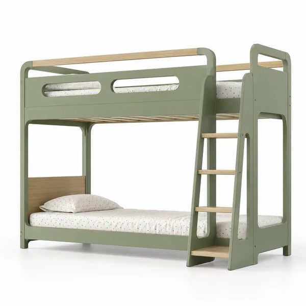 Letto a castello per bambini 90 x 200 cm in MDF e legno massello verde salvia