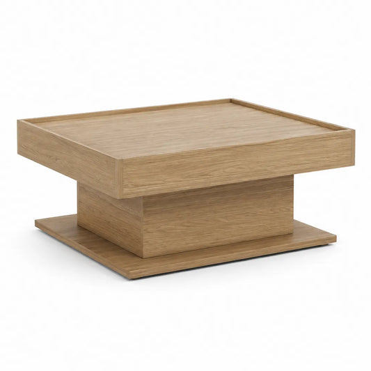Tavolino da caffe quadrato 80 x 80 x 40 cm in MDF con finitura rovere naturale