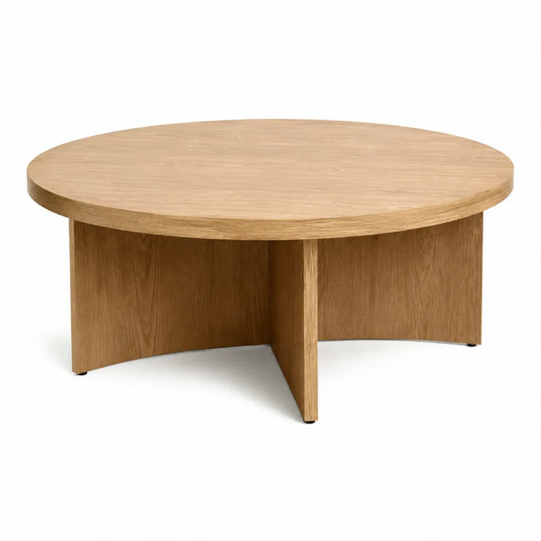 Tavolino da caffe rotondo in MDF impiallacciato rovere naturale ?100 x H40 cm