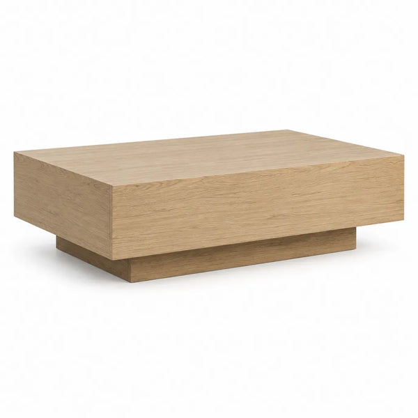 Tavolino da caffe rettangolare in MDF impiallacciato rovere naturale 100 x 60 x 35 cm